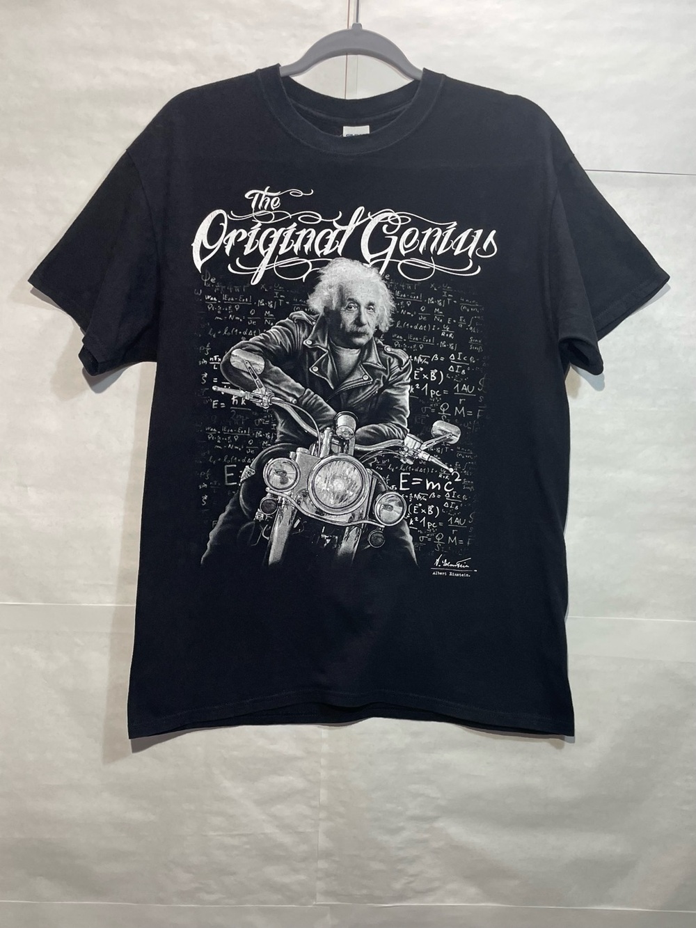 Men’s Medium Albert Einstein "Original Genius" graphic black tee VGUC Streetwear